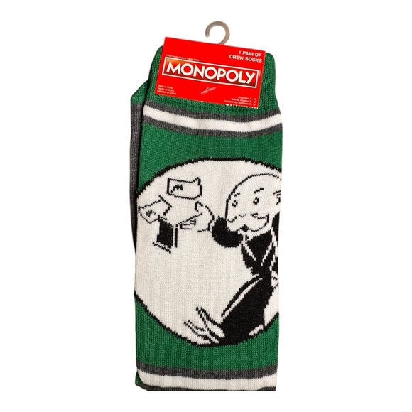 3/$25 Monopoly Man Hasbro Green & Gray Women's Casual Socks Board Game Theme - Picture 1 of 2
